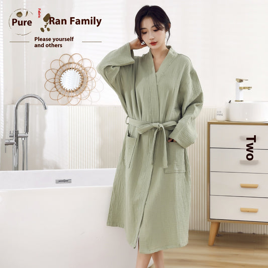Cotton Three-layer Gauze Bathrobe Class A Spring And Summer Thin Pajamas