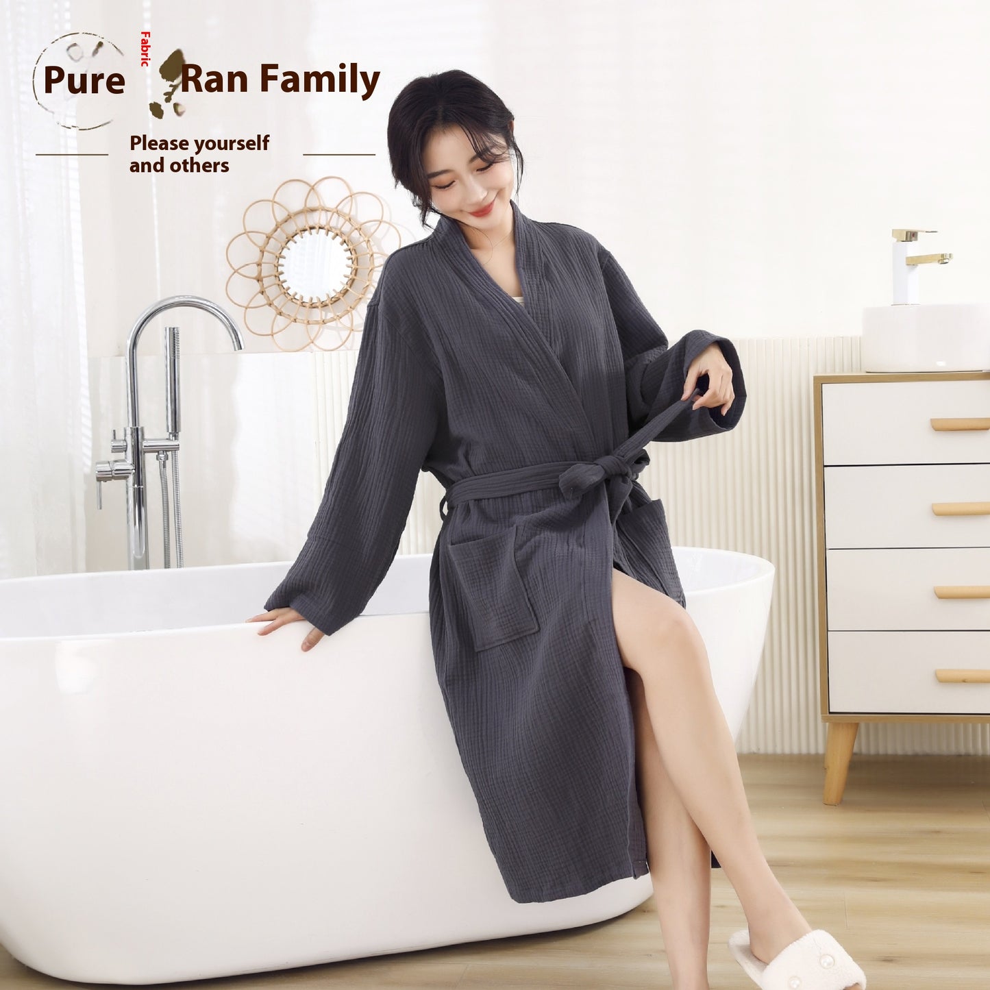 Cotton Three-layer Gauze Bathrobe Class A Spring And Summer Thin Pajamas