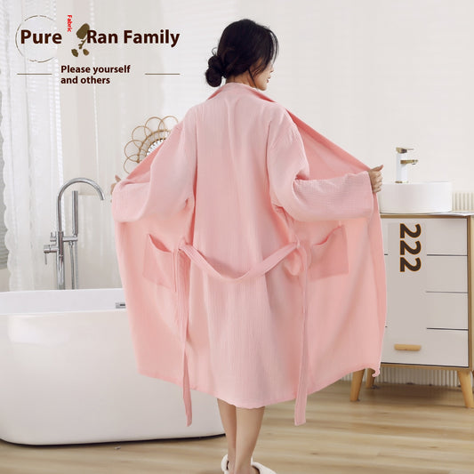 Cotton Three-layer Gauze Bathrobe Class A Spring And Summer Thin Pajamas