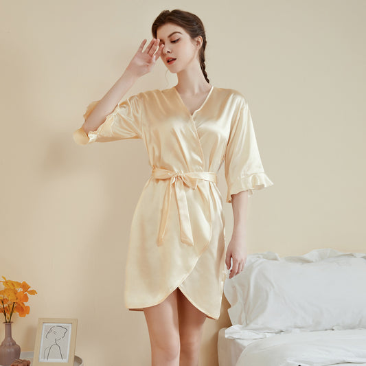 Ruffle Sleeve Cool Short Nightgown Bathrobe Home Wear