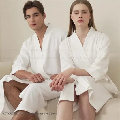 Waffle Kimono Bathrobe – Absorbent Couple Loungewear Robe