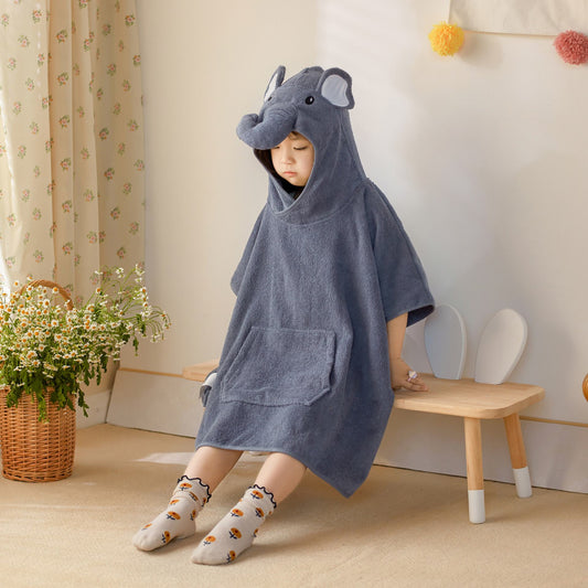 Children's Cotton Absorbent Cloak Hooded Pullover Bathrobe
