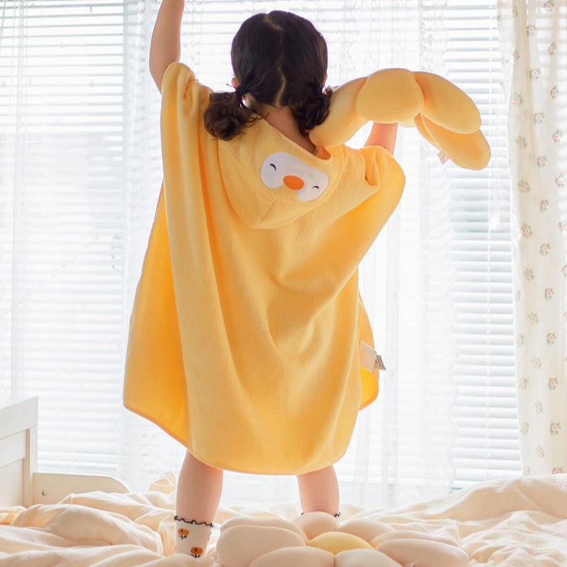 Children's Cotton Absorbent Cloak Hooded Pullover Bathrobe