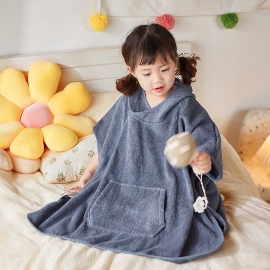 Children's Cotton Absorbent Cloak Hooded Pullover Bathrobe